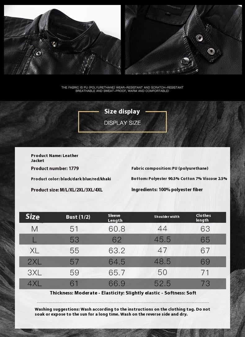 Veste en cuir tendance Veste en PU doublée de polaire pour hommes