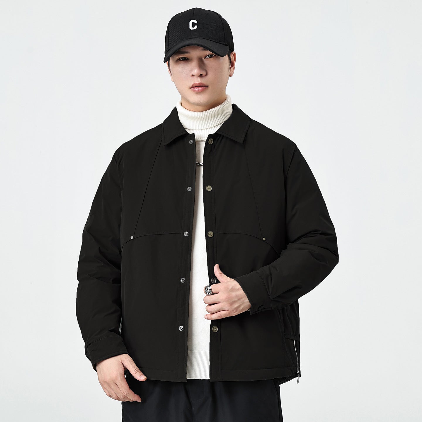 Automnehiver Hommes Lapel Coatsimple et chaud