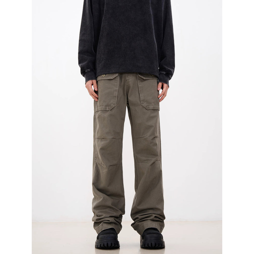 Pantalons de fret à plis à plis multiples hommes