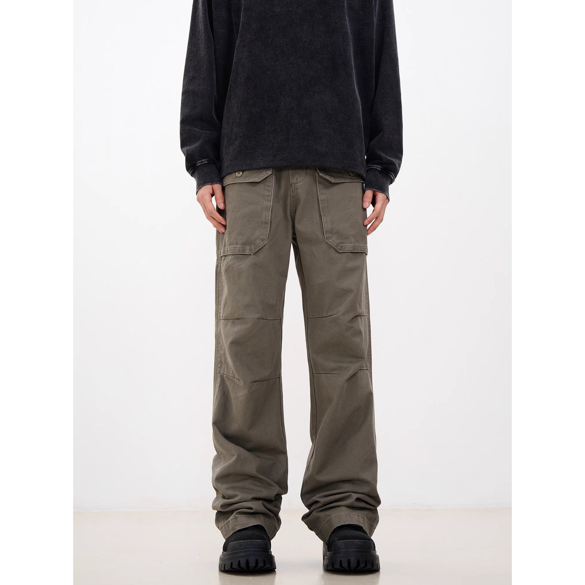 Pantalons de fret à plis à plis multiples hommes