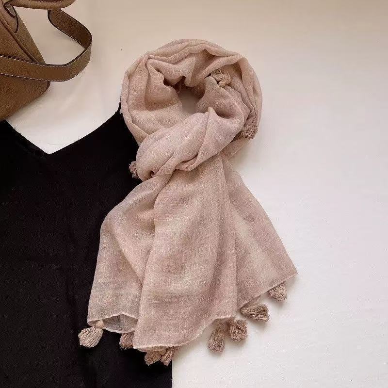 Artistic chic versatile long cotton scarf