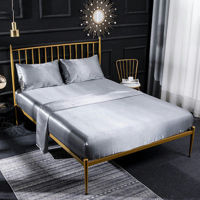 Ensemble de literie satinée Queen King Size Lit Fitted Sheet 4 pièces