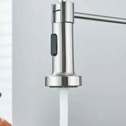 Robinet de cuisine à coupe unique en argent avec tête pulvérisée