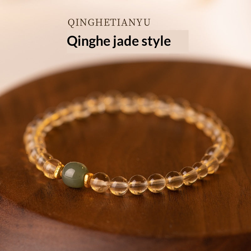 Bracelet de jade Hetian en cristal jaune naturel