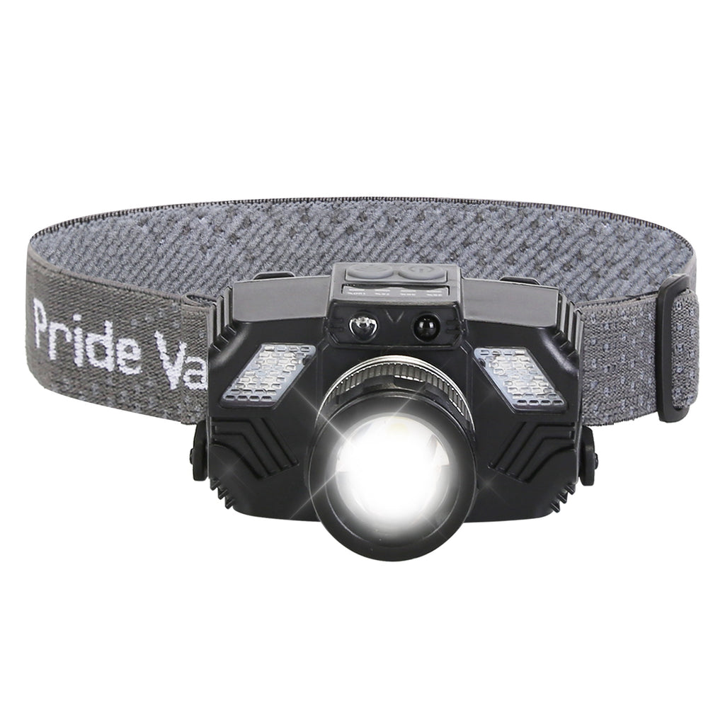 1Pc Capteur de mouvement Lampe de phare LED Zoomable Lampe de poche Étanche à l'extérieur de secours H