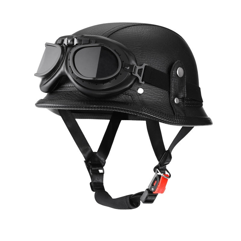 Casque de moto en cuir PU de style rétro