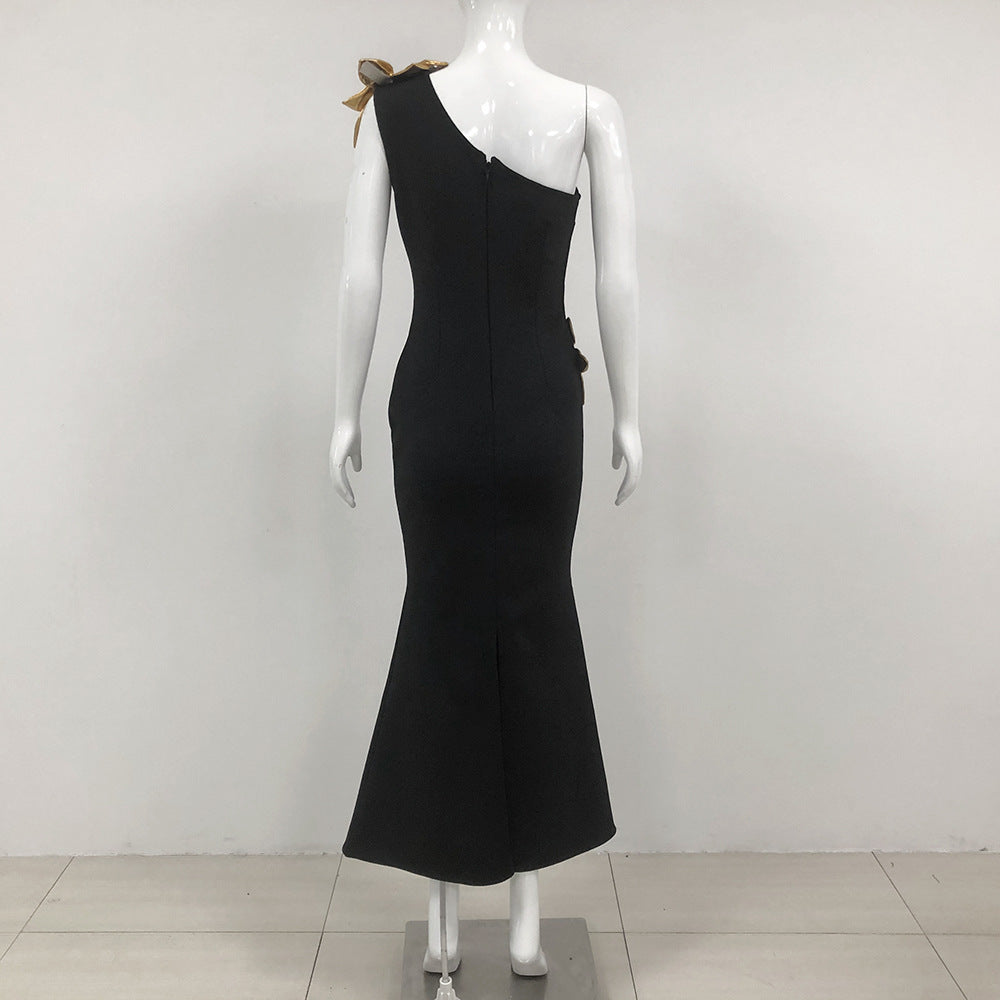 Robe Maxi de Fleur d'Or à Bandage mince