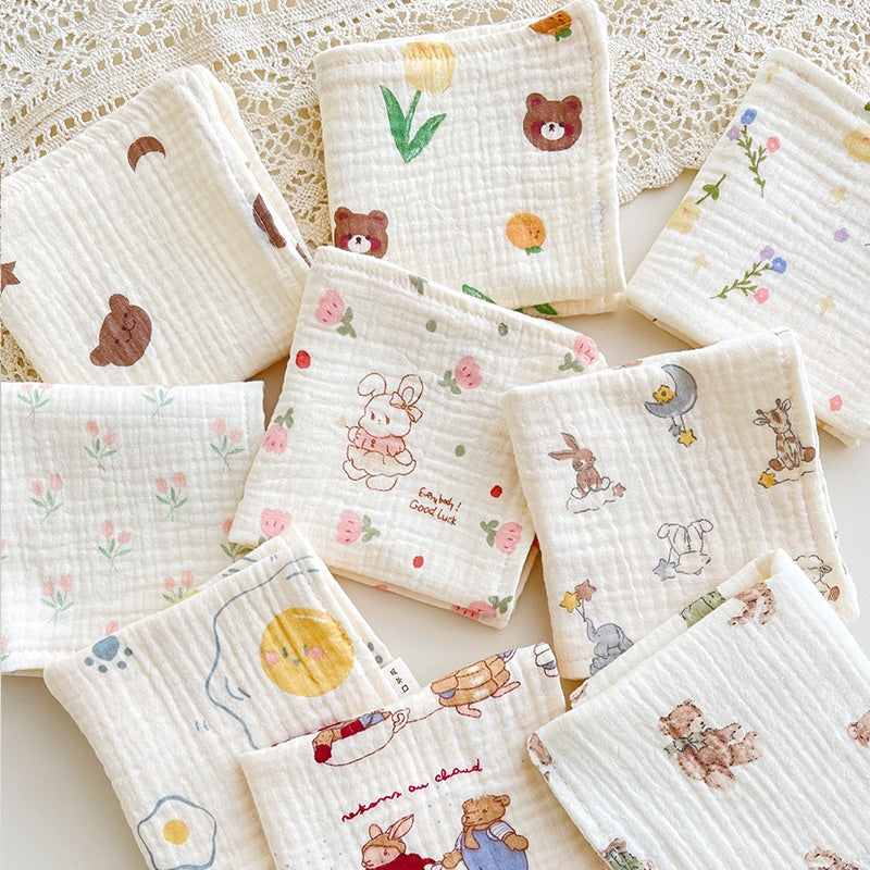 4 couches Gauze Baby Salive Serviette Floral Nouveau-né Baby Face Serviette mouchoir