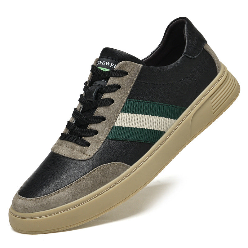 Chaussures de plateau en cuir de vache en lacet