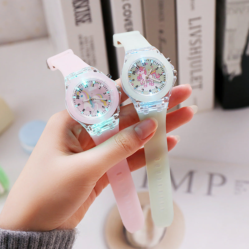 Licorne Lumineuse Silicone Quartz Montre pour les enfants et les enfants de l'école primaire