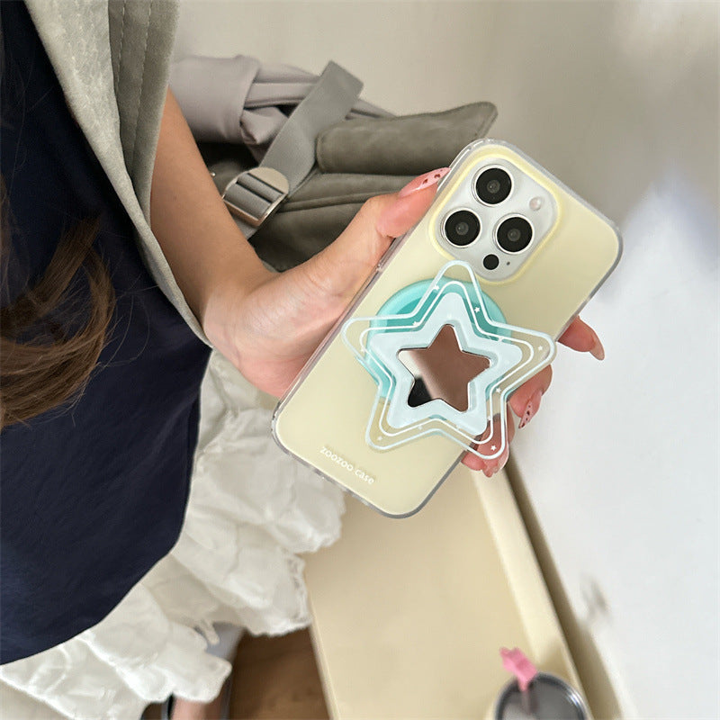 Magnetic jaune et bleu étoile étui de protection de téléphone cartoon