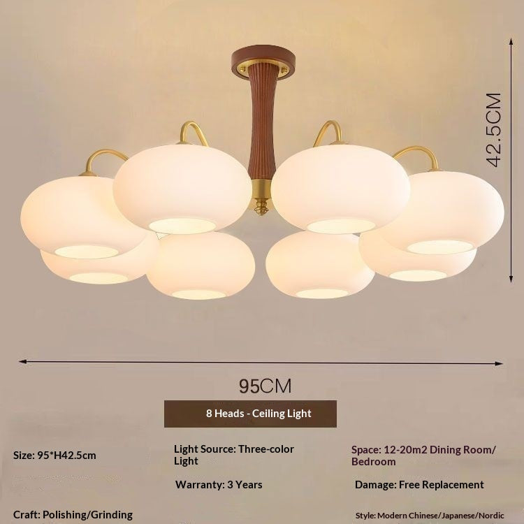 Lampe de chambre et salle à manger de style crémeux Walnut rétro