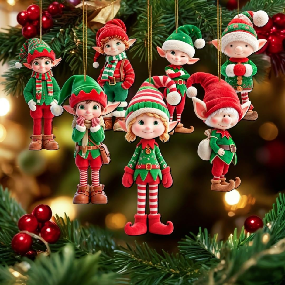 15Pcs Les ornements de Noël d'Elf vibrant