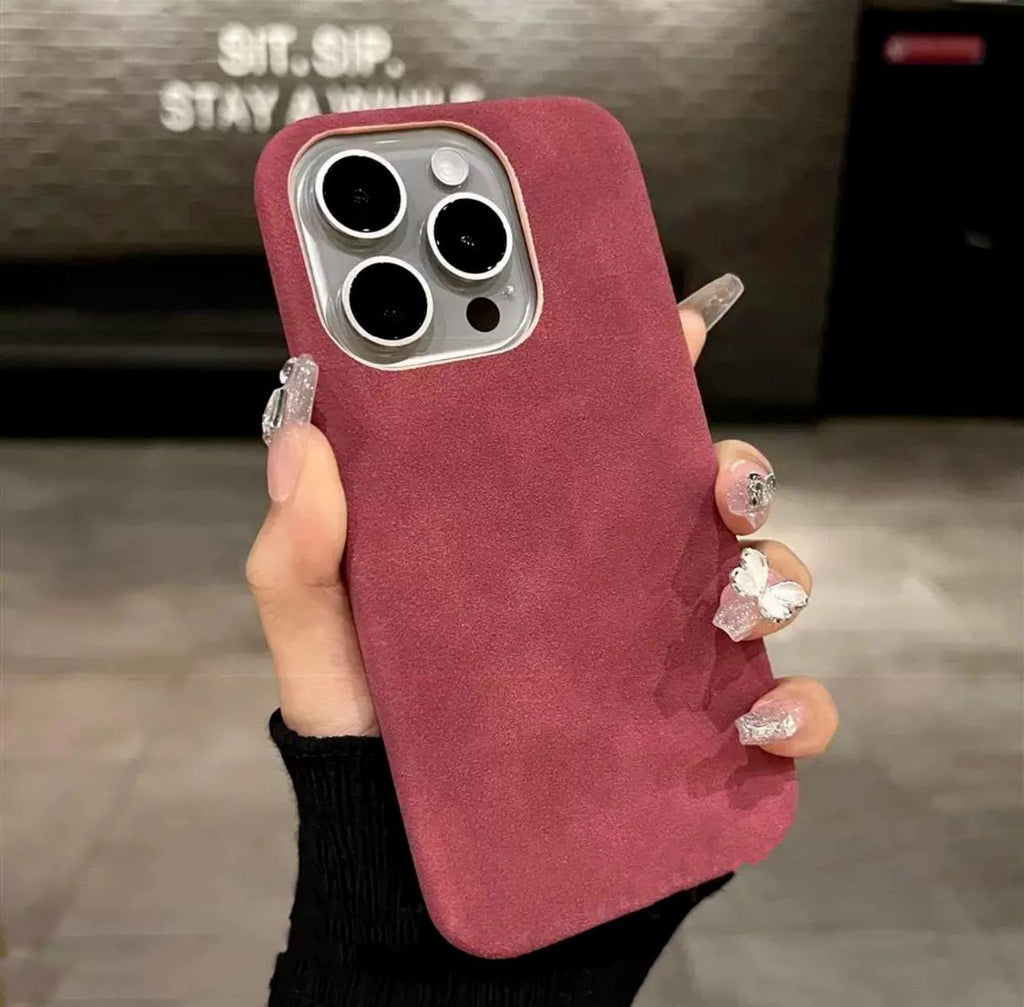 Boîtier de téléphone haute qualité en couleur solide Suede