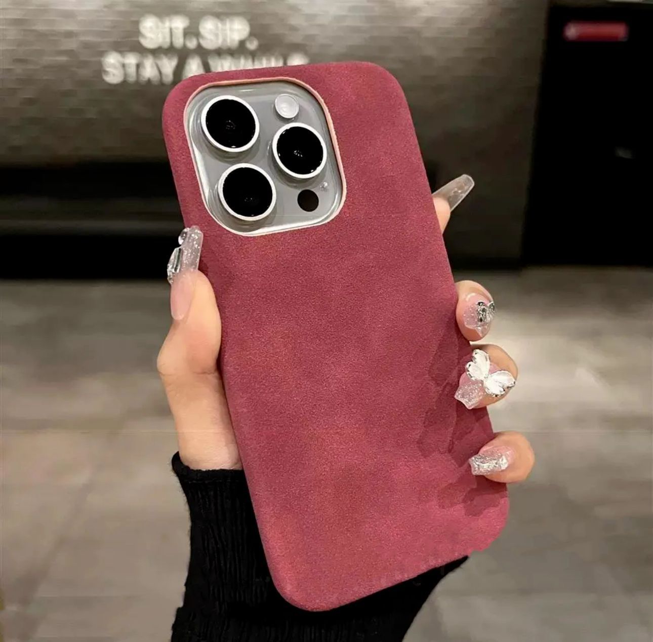 Boîtier de téléphone haute qualité en couleur solide Suede
