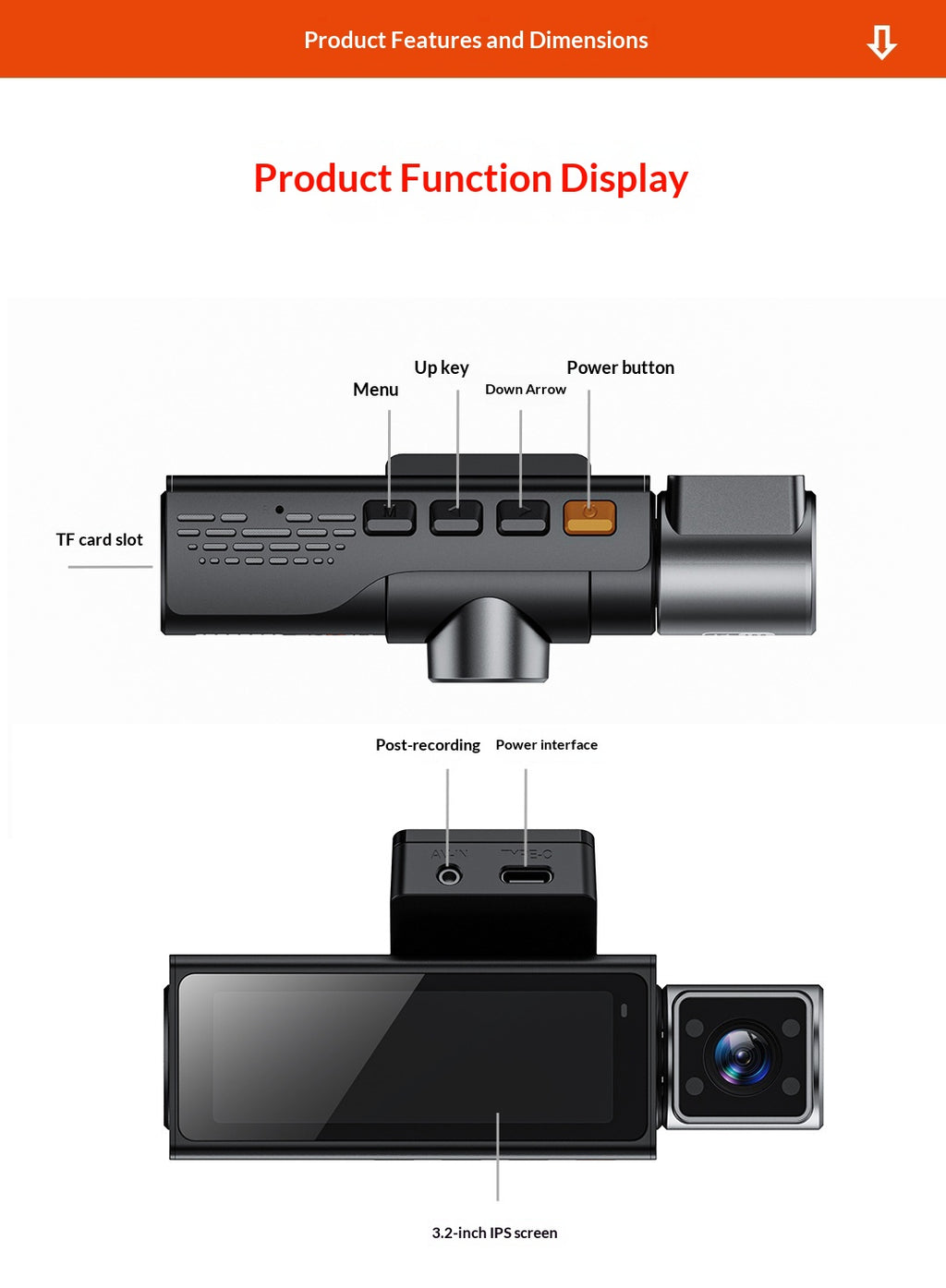 Trois versions de 4K haute définition voiture Dashcam