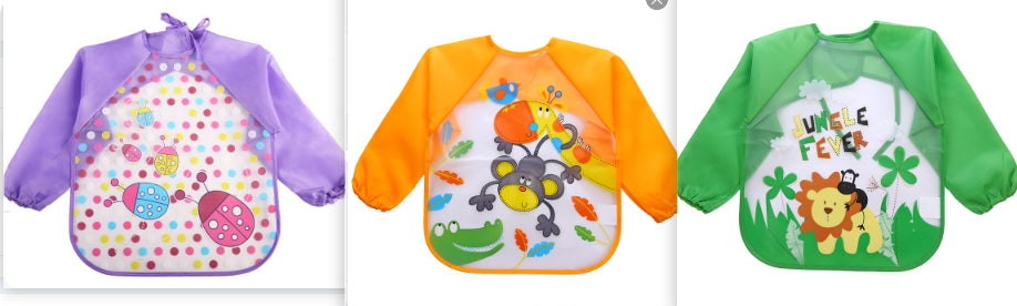 Gown enfant manches longues enfants imperméable repas Baby Tablier Peinture Vêtements Bib Protectiv