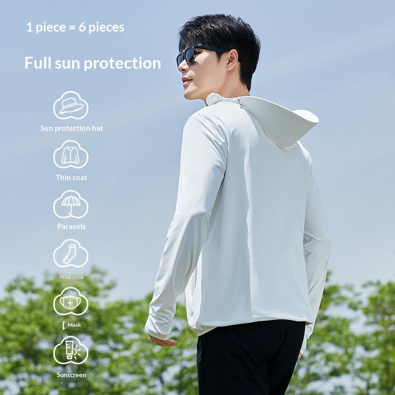 Ice Silk Sun Protective Top Mens Veste avec une preuve UV brim et respirant