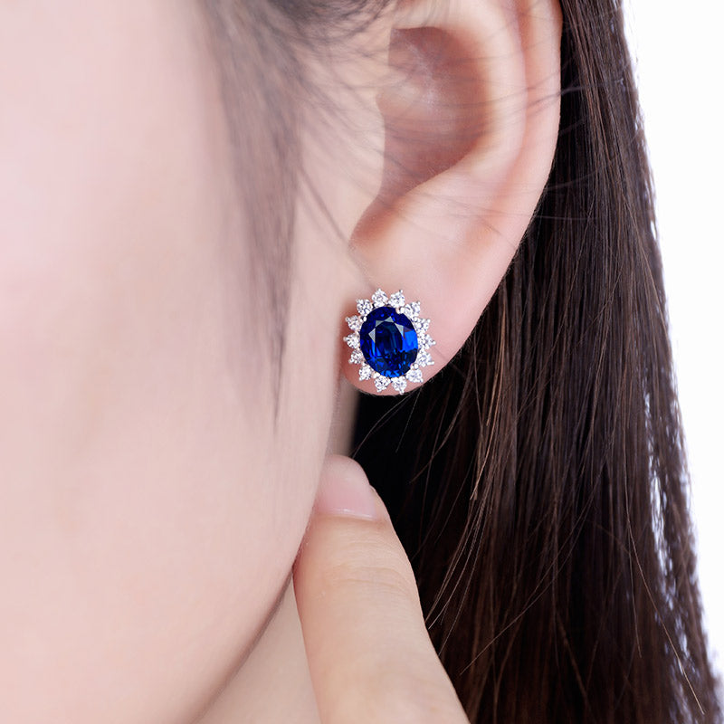 S925 Argent 3.1g Boucles d'oreilles Ruby Sapphire Emerald Paraiba