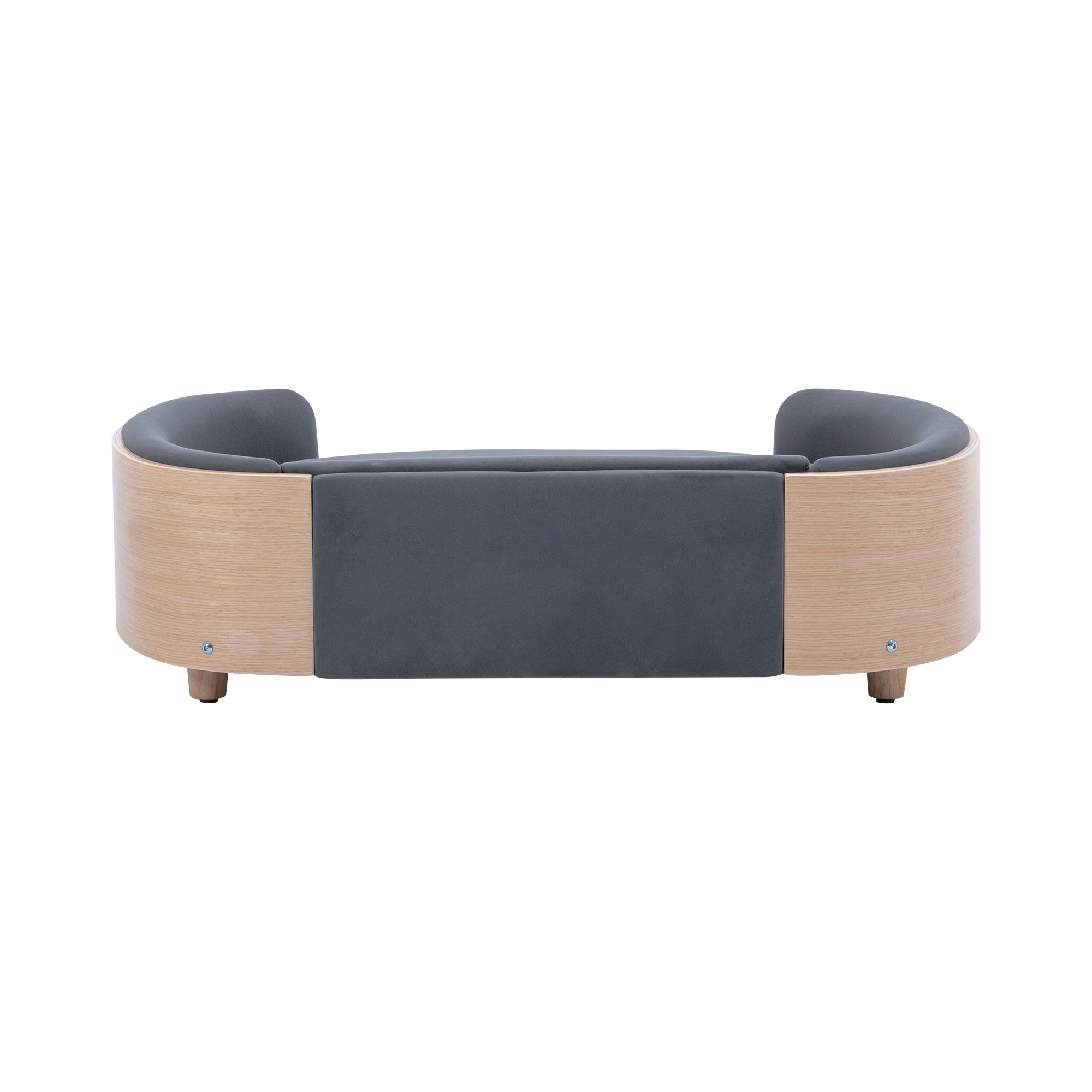 Style scandinave Lit de chien élevé Canapé pour animaux avec pieds en bois massif et dos en bois bent