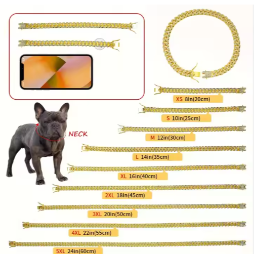 US LOCAL STOCK Hiphoppet Belle vente en alliage de luxe chaîne de chien Sparkling Diamond Secure Me