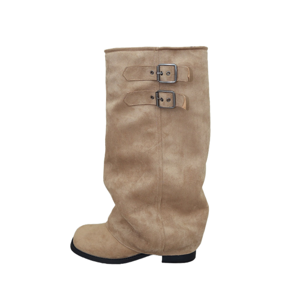 Femmes Retro-style Bottes au-dessous de la cheville avec ceinture détaillée sur l'arbre