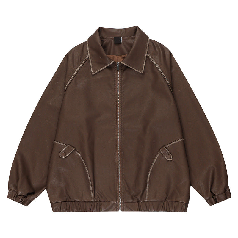 Manteau en cuir PU Maillard pour hommes