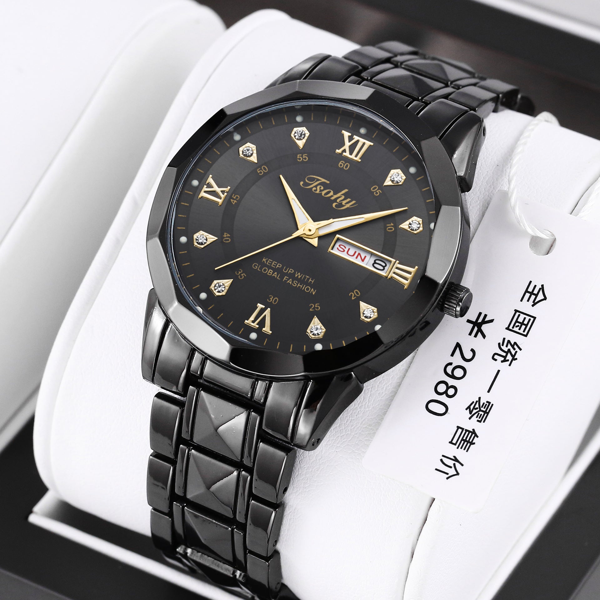 Montre Quartz Double Calendrier Hommes Lumineux