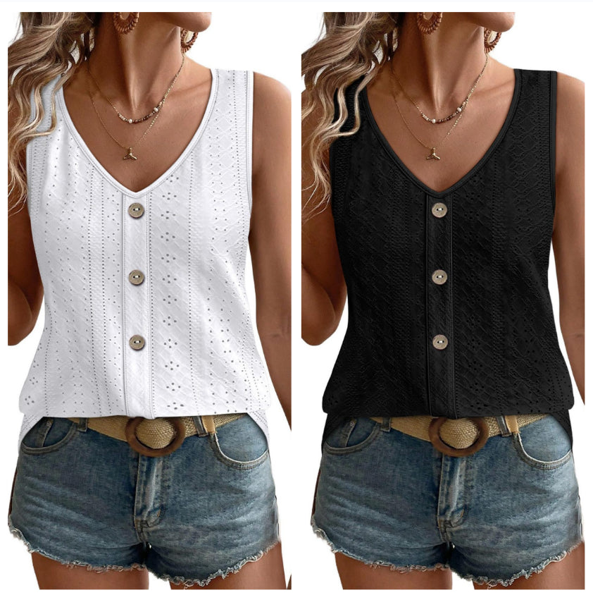 V-col sans manches Vest Femmes Relaxed-fit Casual Top