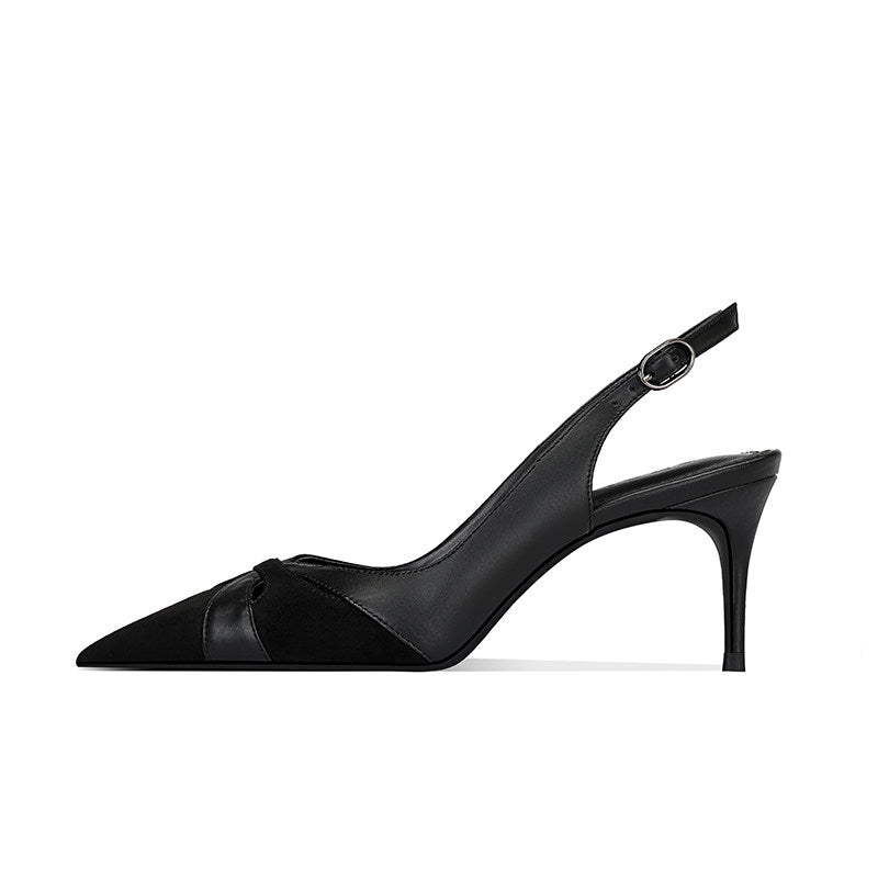 Sandales stiletto pointues confortables avec un orteil fermé et une boucle de cheville strappy