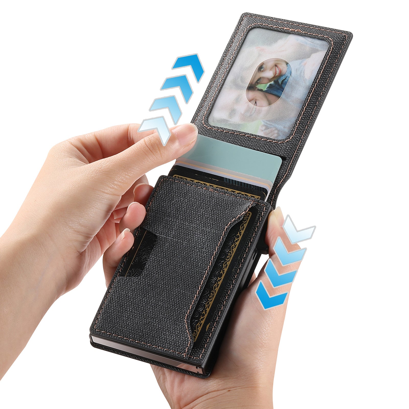Porte-cartes en cuir denim givré pour hommes
