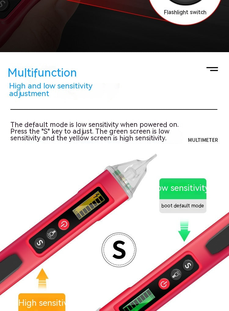 Électricien de détection de ligne multi-fonctions stylo d'essai d'affichage numérique