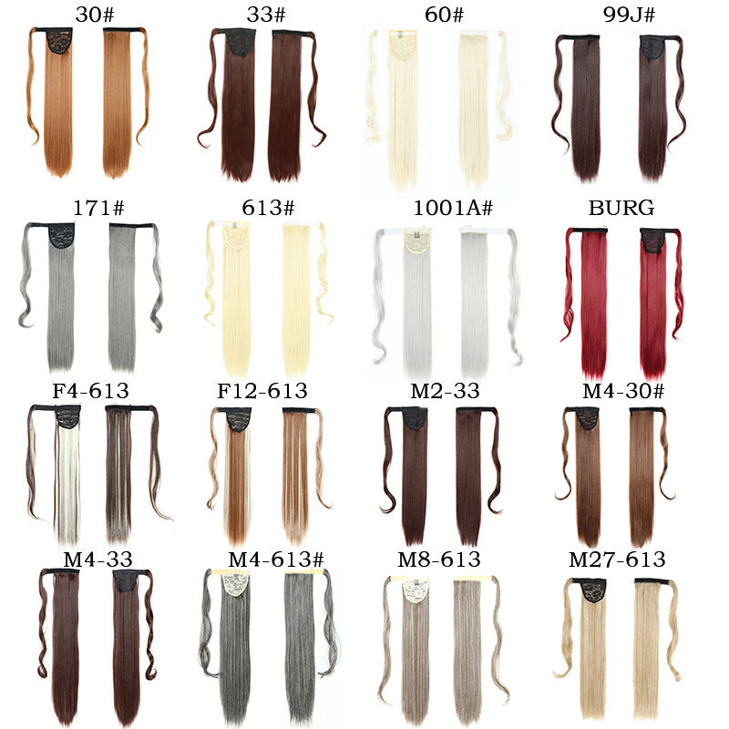 European And American Long Straight Cheveux Velcro Ponytail