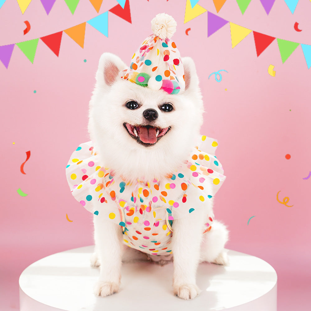 Pet Polka Dot Dentelle Bib costume d'anniversaire de chien