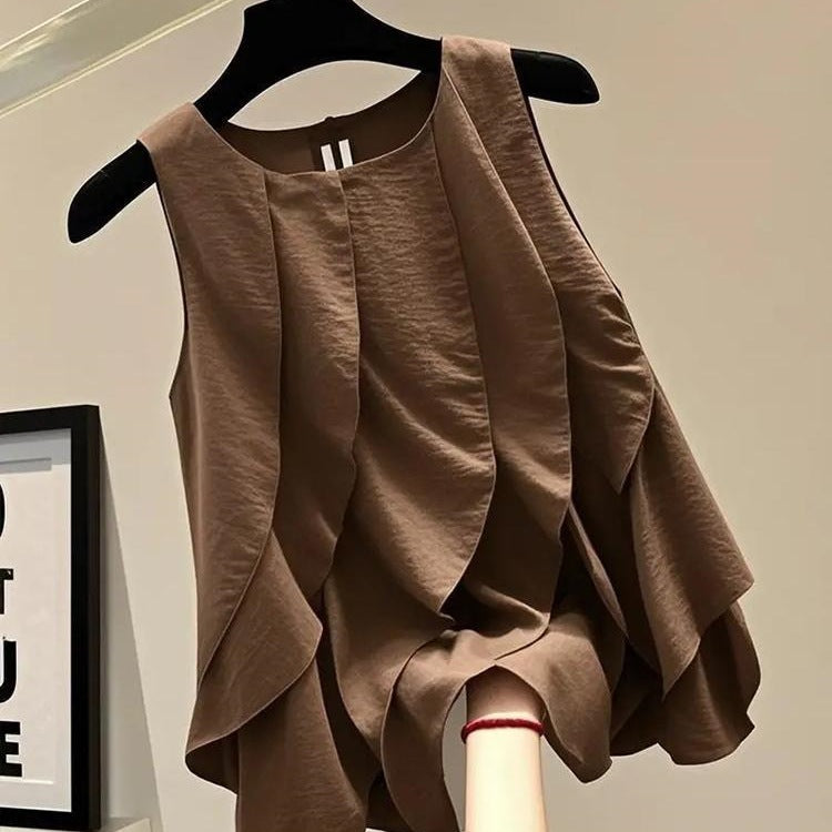 Blouse sans manches volante pour femmes