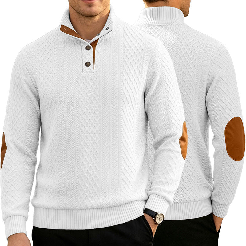 Homme Jacquard Col rond Chandail à manches longues