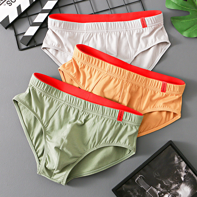 Triangle de coton couleur pure Triangle taille basse Respirant Triangle de sous-vêtements pour hommes