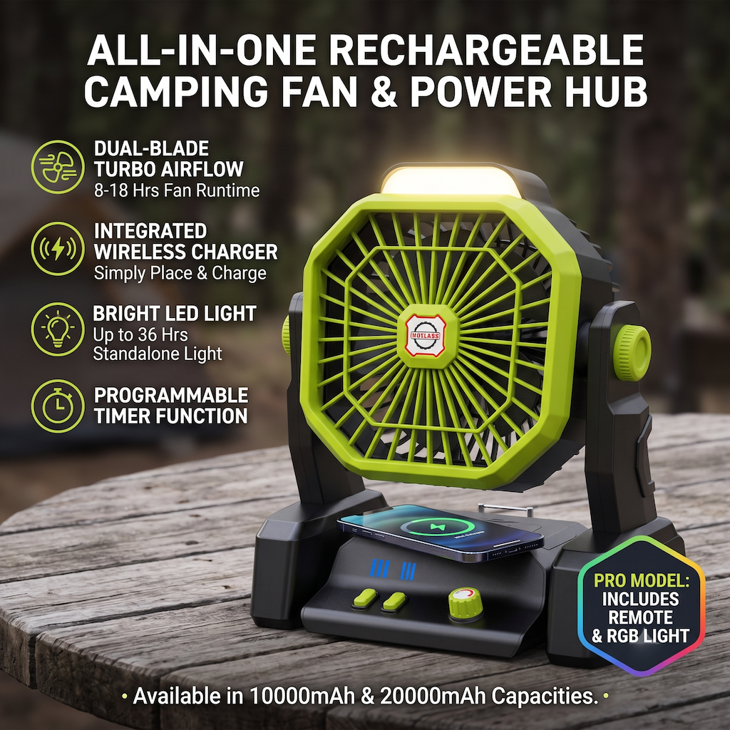Ventilateur rechargeable longue durée portable