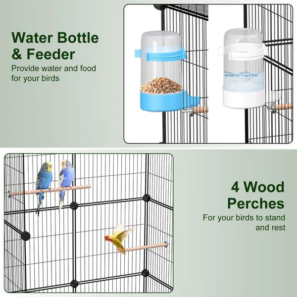 46in Bird Cage Spacieuse maison d'oiseaux d'intérieur avec 4 perches en bois