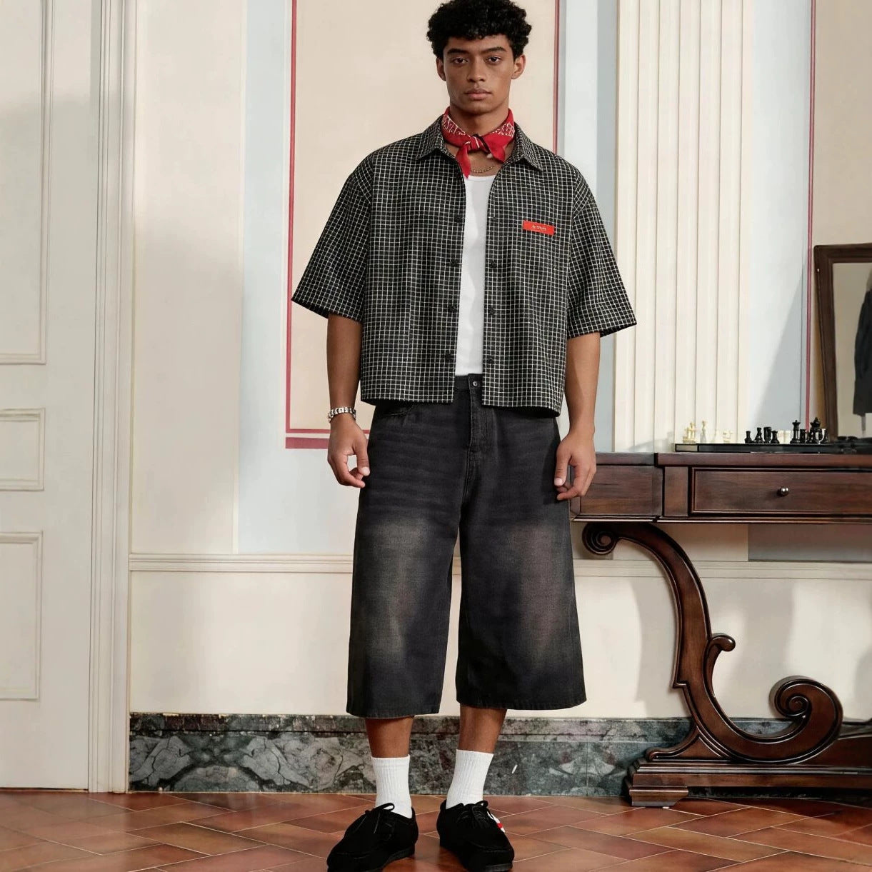 Chemise à manches courtes en Plaid Mode homme