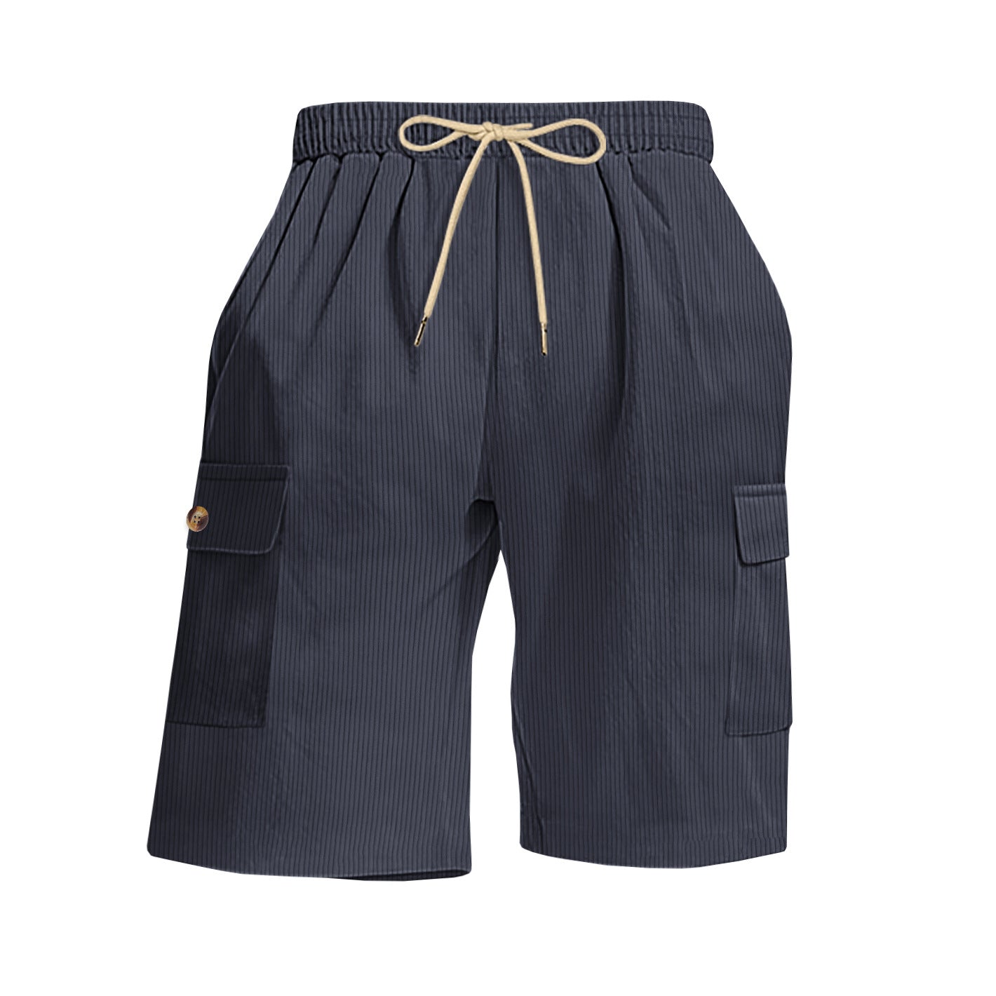 Été Corduroy Multi-Pocket Cinq points Short sport homme Dentelle-Up Casual Voiture de couleur solide