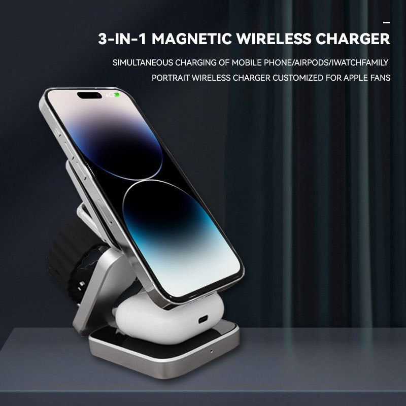 Trois Supports de recharge sans fil de bureau en un seul