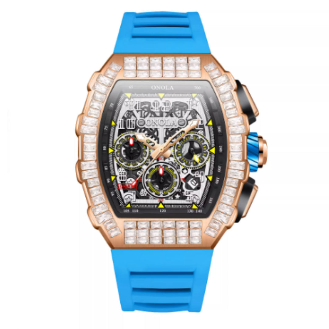 Montre de luxe en diamant carré pour hommes avec motif Star
