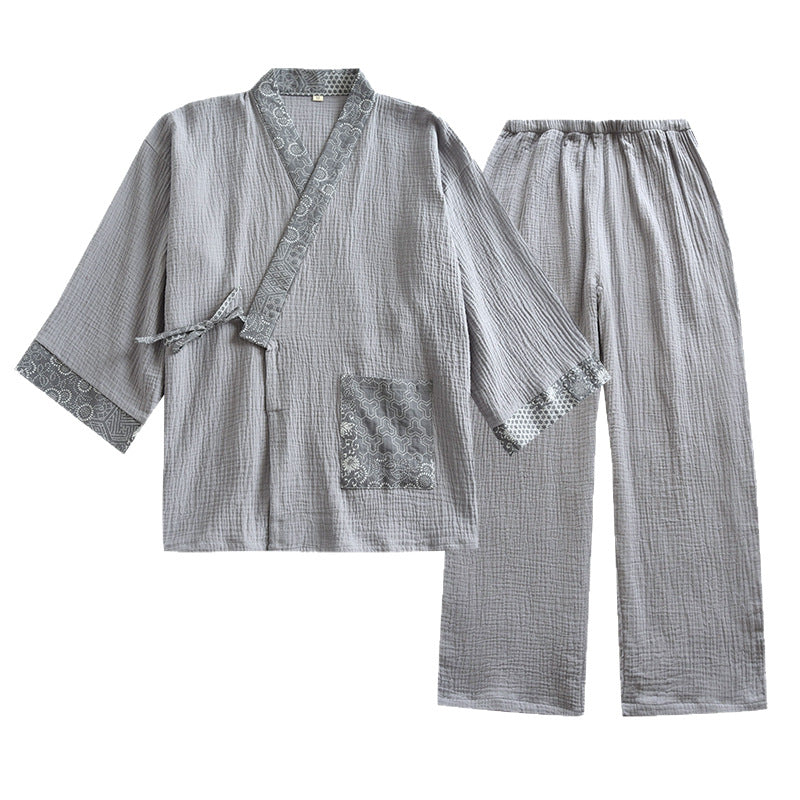Pajamas de coton minimaliste de style japonais Gauze pour hommes