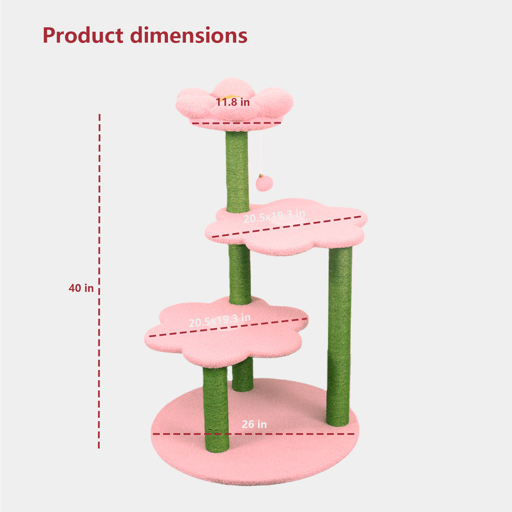 Arbre de chat avec perche confortable amovible & poteaux de scratch Suspension & Jouet Furnit de chat multi-niveaux