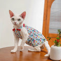 Sphynx Cat T-shirt T-shirt d'été Coeurs Pattern avec Accents Bow Stretchy confortable Skin-F