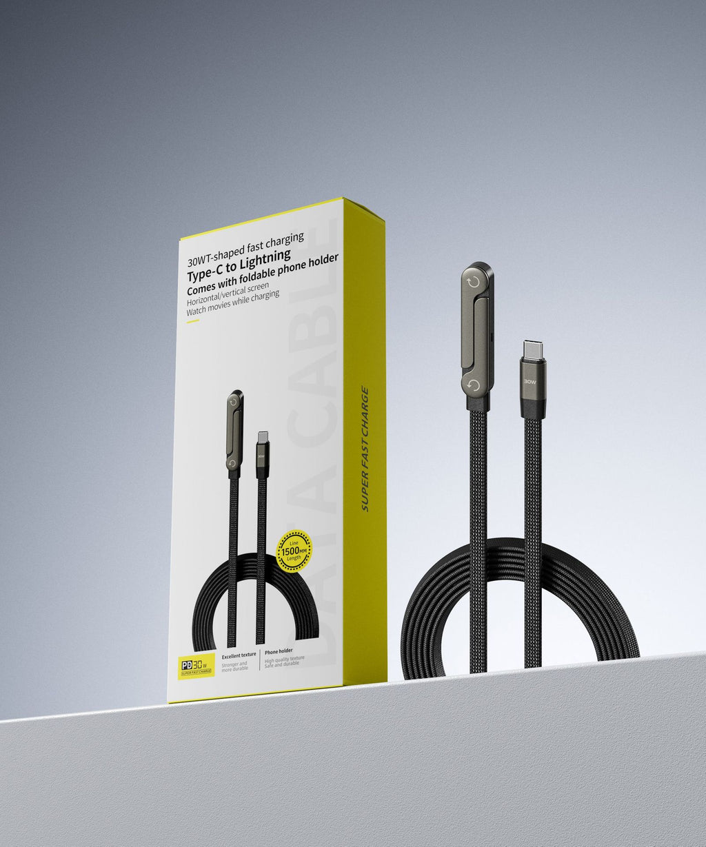 Câble de données pliable 2-en-1 de câble de charge rapide Tablette de téléphone pliable Typ