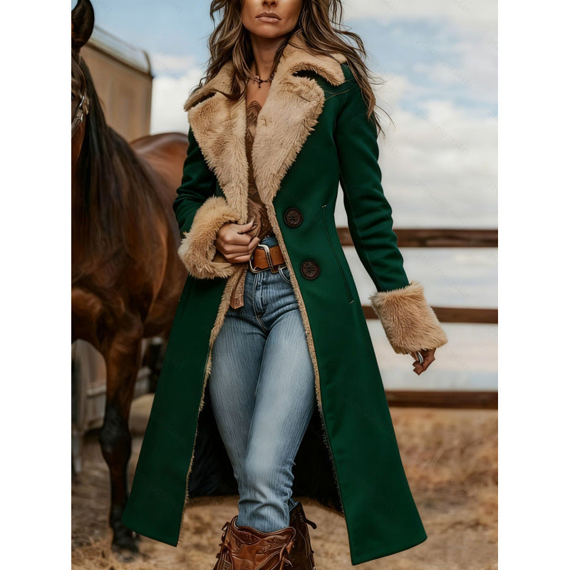 Manteau imprimé mode en peluche de style occidental pour femmes