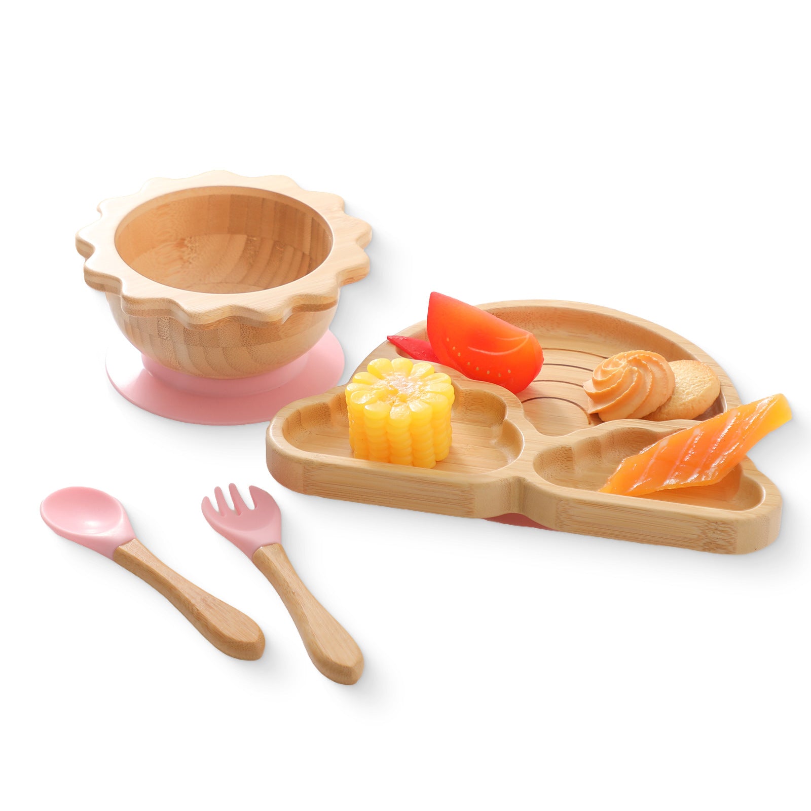 Style nordique Baby Bamboo Ensemble de vaisselle Spork combiné