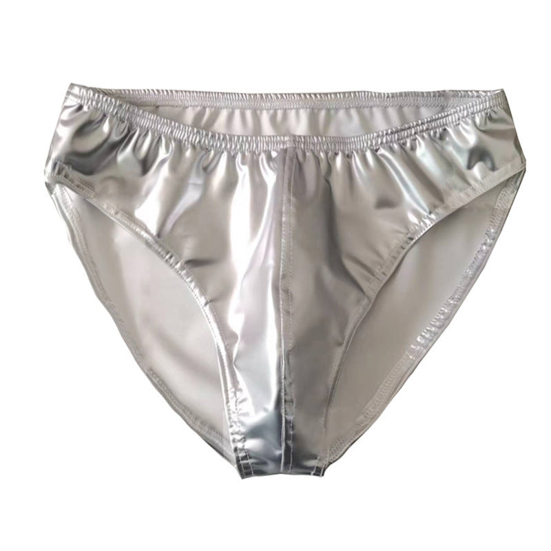Sous-vêtements sexy en cuir anti-exposition PU brillant pour hommes